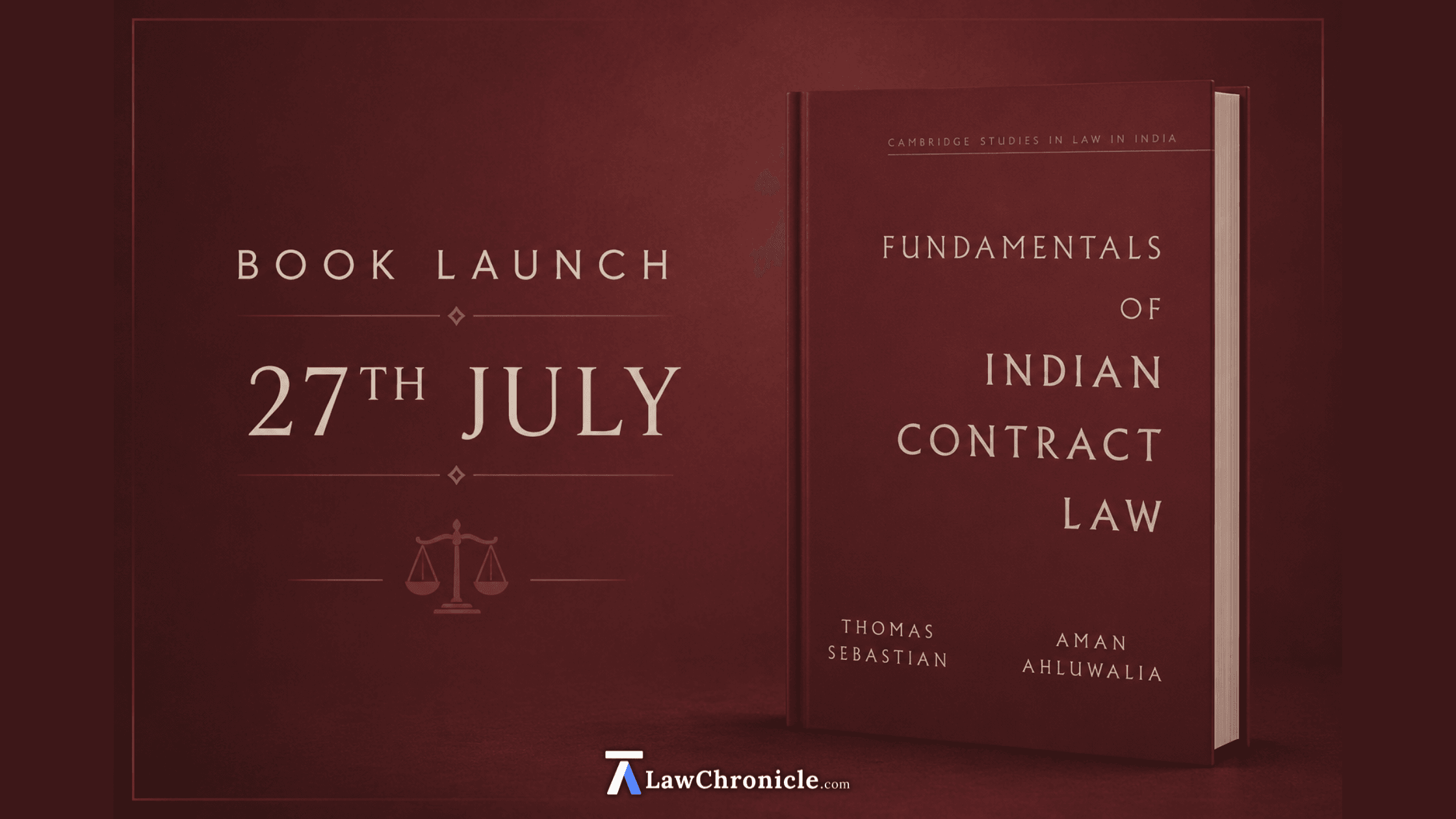 "Fundamentals of Indian Contract Law" by Thomas Sebastian and Aman Ahluwalia [Book Launch Today]